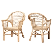 Baxton Studio Zara Modern Bohemian Natural Rattan 2-Piece Accent Chair Set